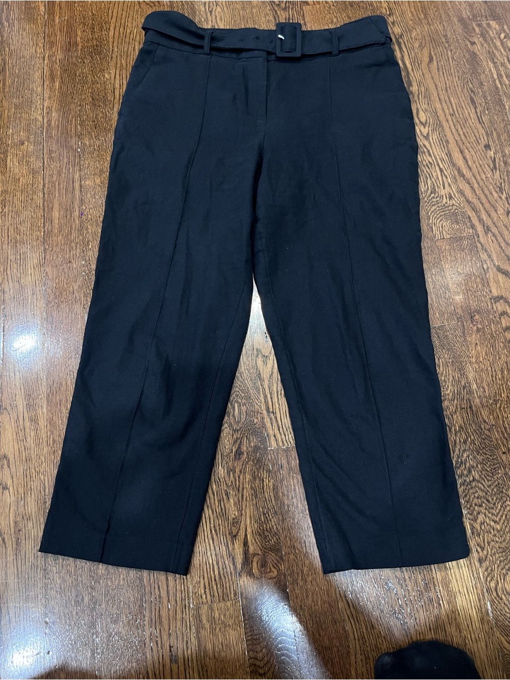LOFT Black Women's Trousers with Fabric Belt